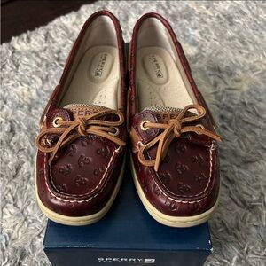 Sperry Women's Burgundy Loafers with Tan Accents